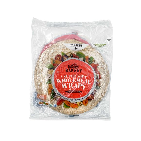 8 Super Soft Wholemeal Wraps 496g Village Bakery ALDI.IE